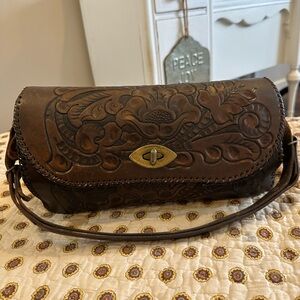 Jo-o-Kay Vintage Brown Leather Hand Tooled Bag